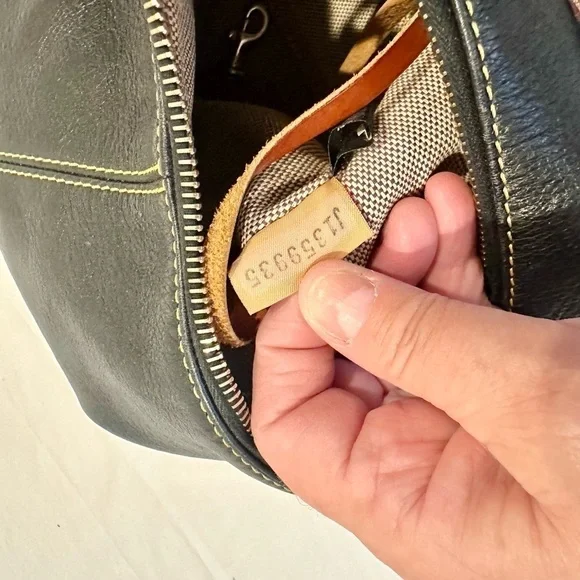 Dooney and Bourke bk purse, brass and silver hardware, yellow stitching, - Picture 15 of 16